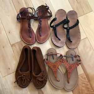 Lot of 4 pairs of sandals & moccasins- good/NWOT
